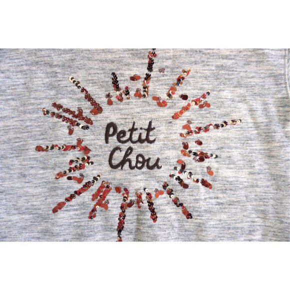 Zara Girls "Petit Chou" Grey Sequin Sweater - Size 7/8 - Picture 2 of 5